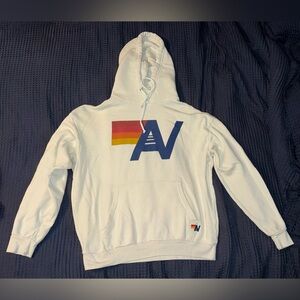 Aviator Nation Cream Hoodie with Multicolor Logo